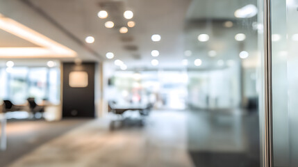 Dynamic office space with blurred background and doorway modern business environment professional view