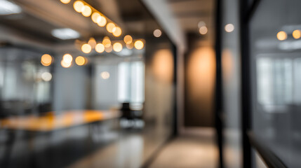 Blurry office interior with door modern workspace professional setting contemporary style focused atmosphere