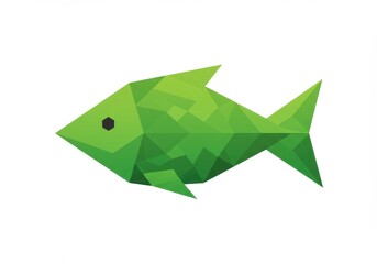 Geometric green fish isolate on white background