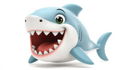 Playful Cartoon Shark Character with Big Smile and Joyful Expression