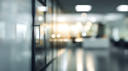 Blurry office interior door modern workplace image soft lights perspective professional atmosphere