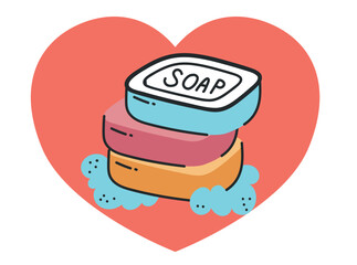 Soap flat line simple style isolated icon concept. Graphic design illustration

