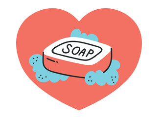 Soap flat line simple style isolated icon concept. Graphic design illustration
