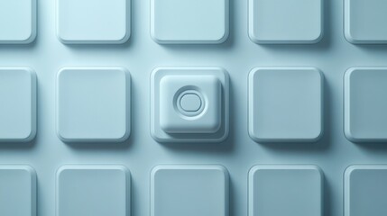 Blue square button grid, central focus, subtle background, website design
