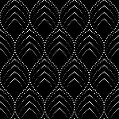 Black and white seamless pattern. Modern geometric background. Dotted grid.