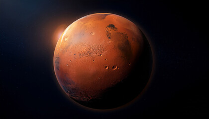 Naklejka premium planet mars on a dark background generative ai