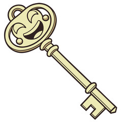 Vector Illustration of a Smiling Key Character