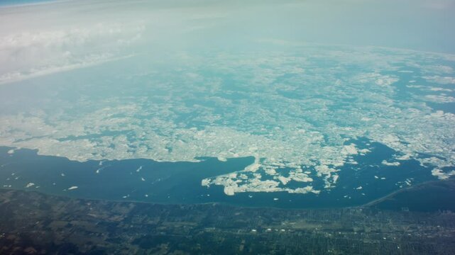 Aerial of Michigan Lake Fozen