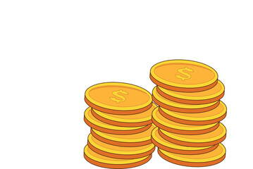 vector illustration of a stack of gold coins, suitable for finance, marketing, stocks and business world
