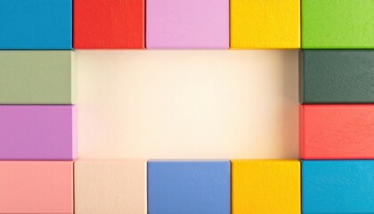 Creative colorful block arrangement studio setting photography minimalist environment top view visual art concept