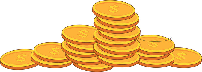 vector illustration of a stack of gold coins, suitable for finance, marketing, stocks and business world