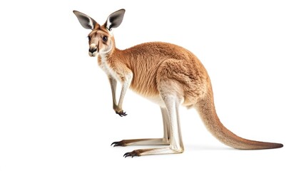 Fototapeta premium Red Kangaroo, Australia, wildlife, standing, white background, nature photography