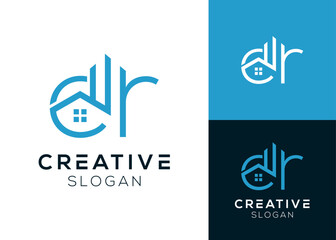 Initials ER with upward graphic logo design for finance or real estate