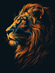 Fototapeta premium Lion head vector illustration for t-shirt print or poster.