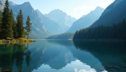Tranquil Mountain Lake Reflection
