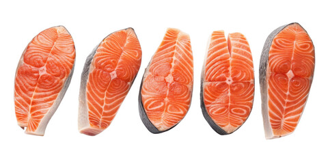 Salmon fresh raw fish steak slices with vibrant orange color and natural texture perfect for cooking or healthy meal preparation delight