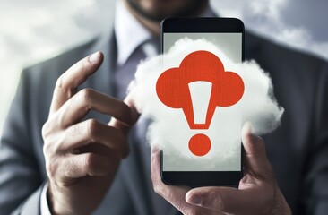 Mobile device displaying cloud storage alert