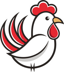 Simple Cartoon Rooster Illustration for Branding