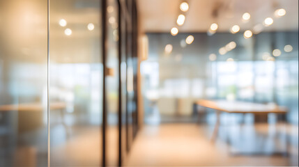 Modern office interior with blurred background and door workspace professional environment