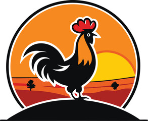 Rooster at Sunrise Farm Logo Design
