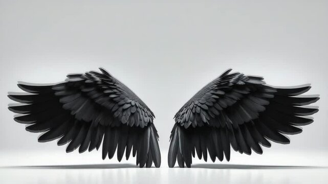 Black pairs of angle wings or parrot wings set apart on a background.