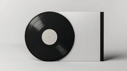 Obraz premium Vinyl Record with Blank Album Cover Mockup