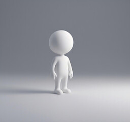 Minimalist 3D Render of a Standing Featureless Figure in a Neutral Monochromatic Environment