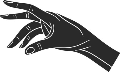 Fototapeta premium Hand fingers silhouette black vector minimalist graphic illustration design