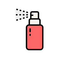 Bottle spray icon. Simple style symbol. Deodorant, dry shampoo, pump, antiseptic plastic packaging, liquid, clean, beauty care, hair care concept. Vector icon for web design isolated on white backgrou