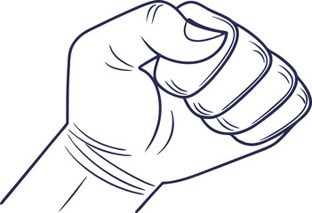 Hand fist graphic illustration design with vector line art minimalist illustration
