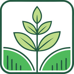 Green Plant Logo in Square Frame Nature Ecology Icon