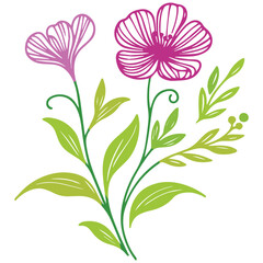 Botanical floral pattern. One line flower sketch. Minimalist design. Hand drawn flowers. Fine print cushion cover.

