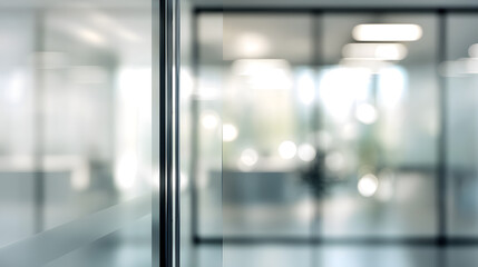 Dynamic office space with blurred background and door modern workplace bright environment perspective