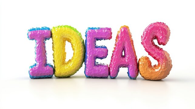 Colorful Letters Forming the Word Ideas on a White Background - Powered by Adobe