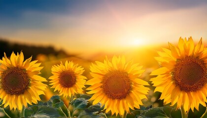 Obraz premium beautiful close up sunflower blooming and sunlight in the morning wallpaper nature background