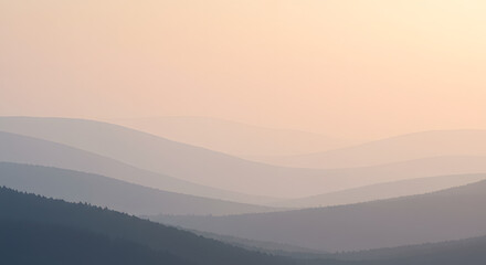 Serene Sunset over Misty Mountain Ranges