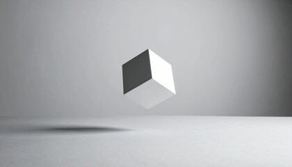 Floating cube animation minimalist studio 3d visuals light and shadow aesthetic perspective abstract design