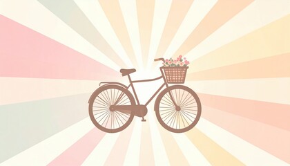 Fototapeta premium Pedaling through life vintage bicycle illustration with floral basket whimsical background digital art creative perspective