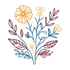 Floral line artwork. One line botanical sketch. Minimalist flower design. Hand painted flowers. Fine print cushion style.

