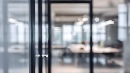 Blurry office background with open door modern workspace interior design bright atmosphere professional view