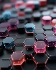 Obraz premium Abstract Digital Firewall with Glowing Hexagons