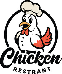 Cartoon Chicken Chef Restaurant Logo Design