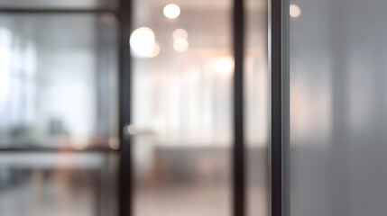 Blurred office interior with door modern workspace professional environment soft lighting
