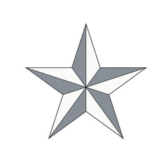 Obraz premium Geometric silver star with shaded segments on white background