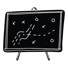 Teacher Pointing at Whiteboard with Students Silhouette Illustration