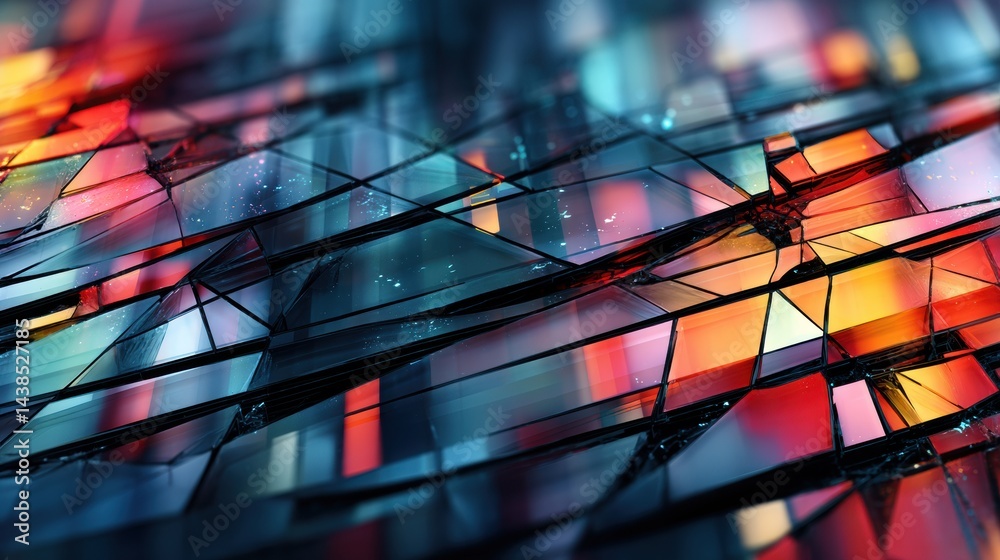 Poster stylized screen design featuring broken glass and glitch effects showcasing a tech metaphor in a fut