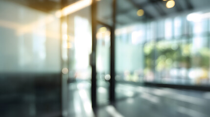 Fototapeta premium Dynamic office entrance with blurred interior modern workspace professional environment calm view