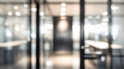Blurred office interior with doorway modern workspace professional environment abstract view
