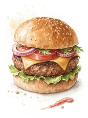 hamburger on a white background