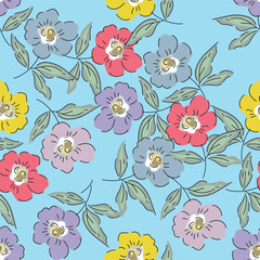 Christmas seamless pattern with berry and pine branch, winter design, hand drawn elements